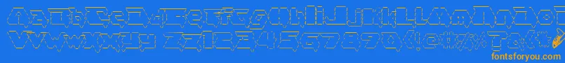 フォントasciid fontvir us – オレンジ色の文字が青い背景にあります。