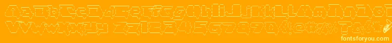 asciid fontvir us-Schriftart – Gelbe Schriften auf orangefarbenem Hintergrund