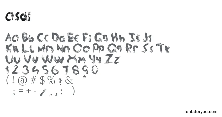 Czcionka Asdf (120054) – alfabet, cyfry, specjalne znaki