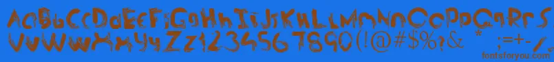 フォントasdf – 茶色の文字が青い背景にあります。