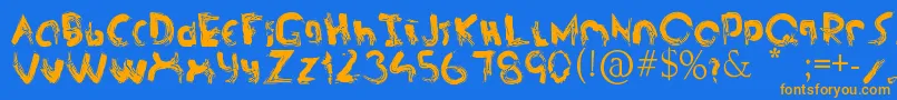 asdf Font – Orange Fonts on Blue Background