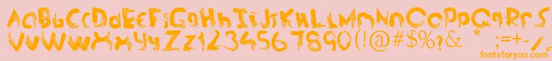 asdf-Schriftart – Orangefarbene Schriften auf rosa Hintergrund