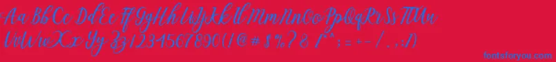 Aseline Script Font – Blue Fonts on Red Background