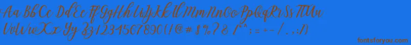 Aseline Script Font – Brown Fonts on Blue Background