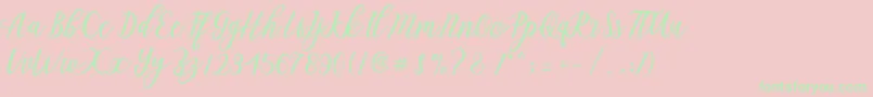 Aseline Script Font – Green Fonts on Pink Background
