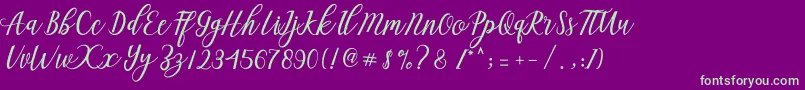 Aseline Script Font – Green Fonts on Purple Background