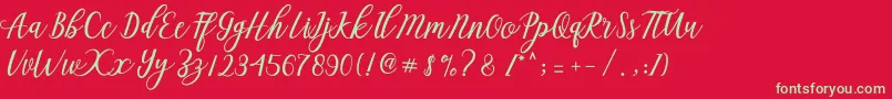 Aseline Script Font – Green Fonts on Red Background