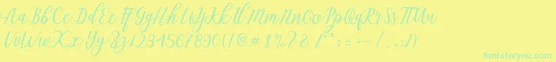 Aseline Script Font – Green Fonts on Yellow Background