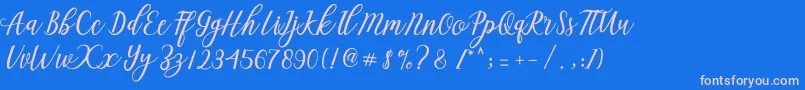 Czcionka Aseline Script – różowe czcionki na niebieskim tle