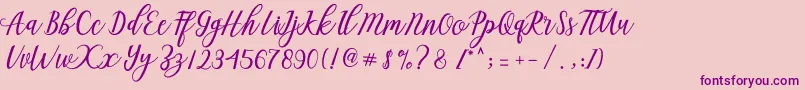 Aseline Script Font – Purple Fonts on Pink Background