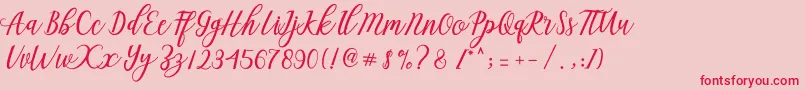 Aseline Script Font – Red Fonts on Pink Background