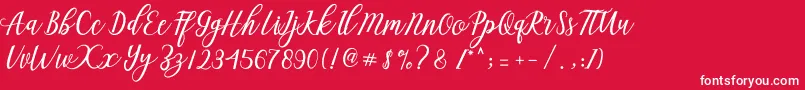 Aseline Script Font – White Fonts on Red Background