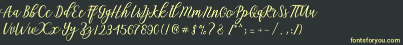 Aseline Script Font – Yellow Fonts on Black Background