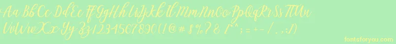 Aseline Script Font – Yellow Fonts on Green Background
