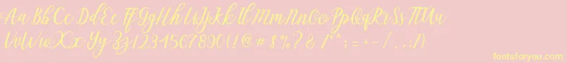 Aseline Script Font – Yellow Fonts on Pink Background