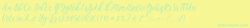Aseline Script Font – Green Fonts on Yellow Background
