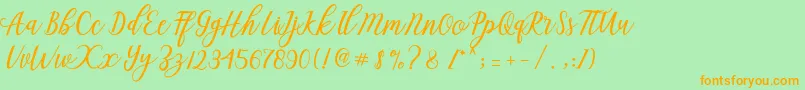 Aseline Script Font – Orange Fonts on Green Background