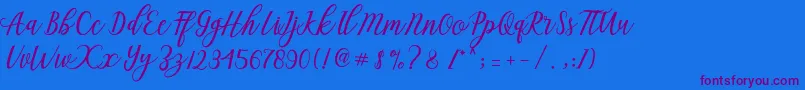 Aseline Script Font – Purple Fonts on Blue Background