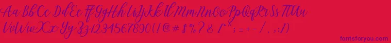 Aseline Script Font – Purple Fonts on Red Background
