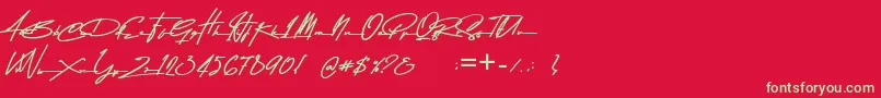 フォントAsem Kandis PERSONAL USE – 赤い背景に緑の文字