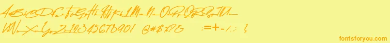 Asem Kandis PERSONAL USE Font – Orange Fonts on Yellow Background