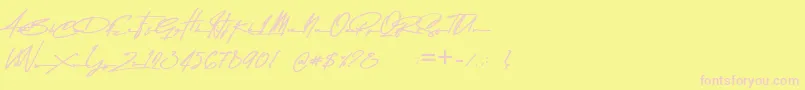 Czcionka Asem Kandis PERSONAL USE – różowe czcionki na żółtym tle
