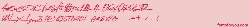 Czcionka Asem Kandis PERSONAL USE – czerwone czcionki na różowym tle