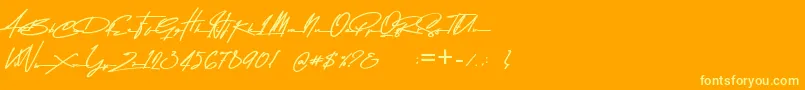 フォントAsem Kandis PERSONAL USE – オレンジの背景に黄色の文字