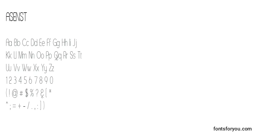 Schriftart ASENST   (120058) – Alphabet, Zahlen, spezielle Symbole