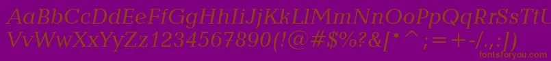 フォントCandidaItalicBt – 紫色の背景に茶色のフォント