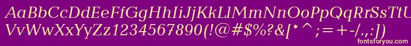 CandidaItalicBt Font – Yellow Fonts on Purple Background