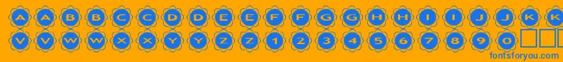 Weitere Informationen zur asflowers-Schriftart asflowers-Schriftart – Blaue Schriften auf orangefarbenem Hintergrund