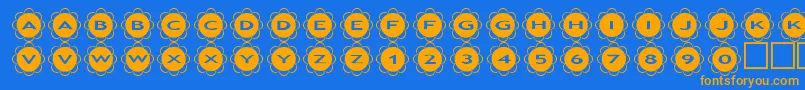 Weitere Informationen zur asflowers-Schriftart asflowers-Schriftart – Orangefarbene Schriften auf blauem Hintergrund