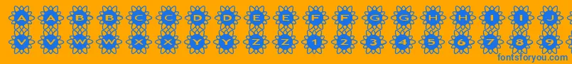 asflowers2 Font – Blue Fonts on Orange Background
