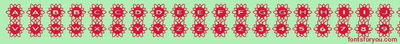 asflowers2-fontti – punaiset fontit vihreällä taustalla