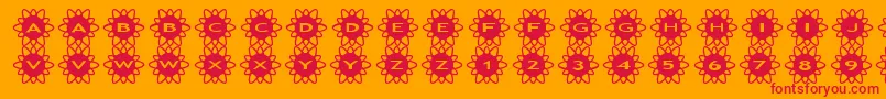 Fonte asflowers2 – fontes vermelhas em um fundo laranja