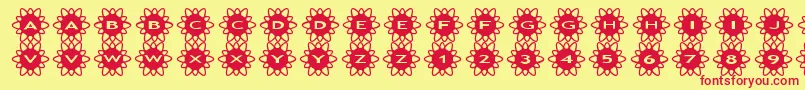 Fonte asflowers2 – fontes vermelhas em um fundo amarelo
