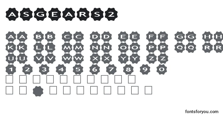 Czcionka Asgears2 – alfabet, cyfry, specjalne znaki