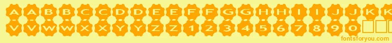 Fonte asgears2 – fontes laranjas em um fundo amarelo