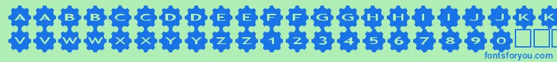 asgears3-fontti – siniset fontit vihreällä taustalla