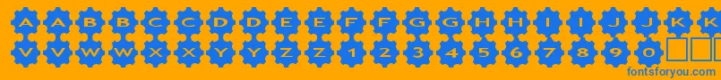 Czcionka asgears3 – niebieskie czcionki na pomarańczowym tle
