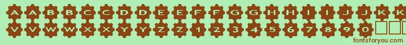 フォントasgears3 – 緑の背景に茶色のフォント