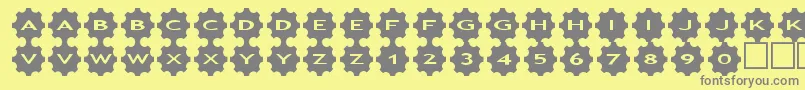 asgears3-fontti – harmaat kirjasimet keltaisella taustalla