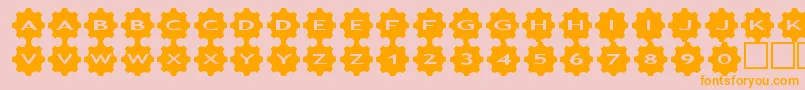 asgears3-fontti – oranssit fontit vaaleanpunaisella taustalla