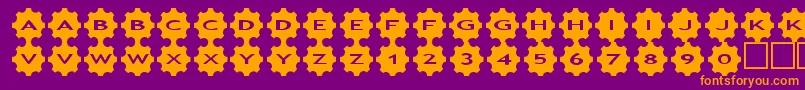 asgears3-fontti – oranssit fontit violetilla taustalla