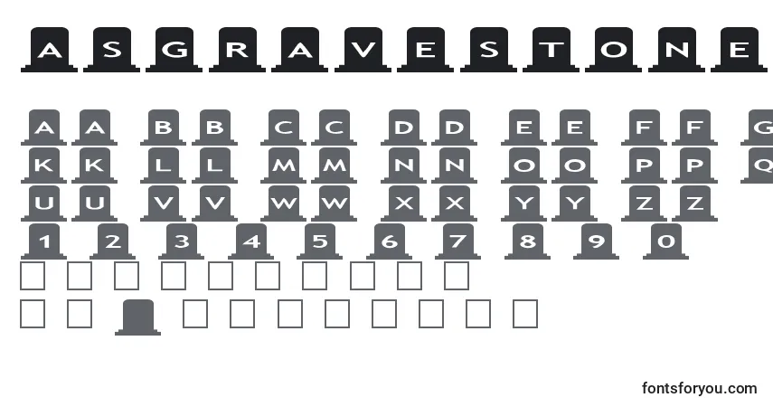 A fonte Asgravestones – alfabeto, números, caracteres especiais