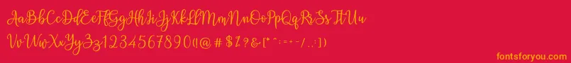 フォントAshadiya – 赤い背景にオレンジの文字