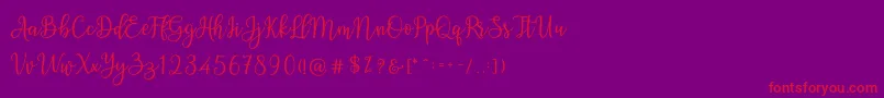 Ashadiya-fontti – punaiset fontit violetilla taustalla