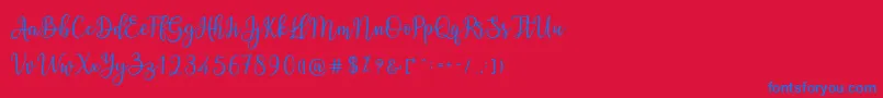 Ashadiya-Schriftart – Blaue Schriften auf rotem Hintergrund