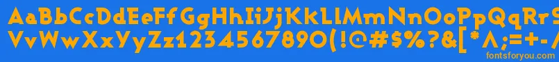 フォントASHBBL   – オレンジ色の文字が青い背景にあります。